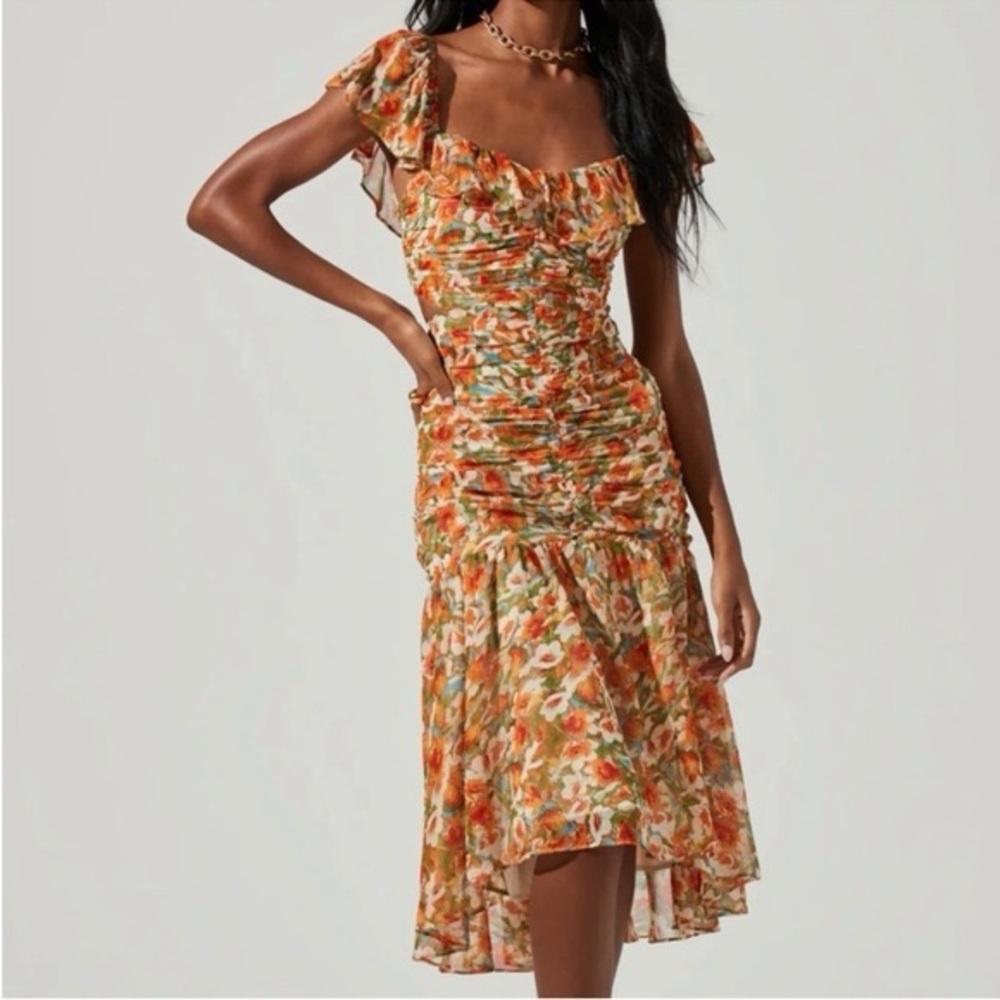 Revolve ASTR THE LABEL DEVEREAUX CUTOUT FLORAL DRESS size M